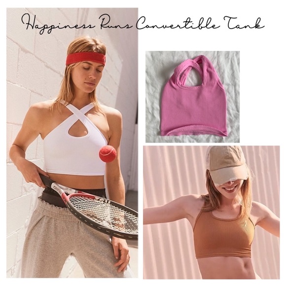 Free People Movement Happiness Runs Convertible Crop Tank in Baby Pink S - Picture 2 of 9